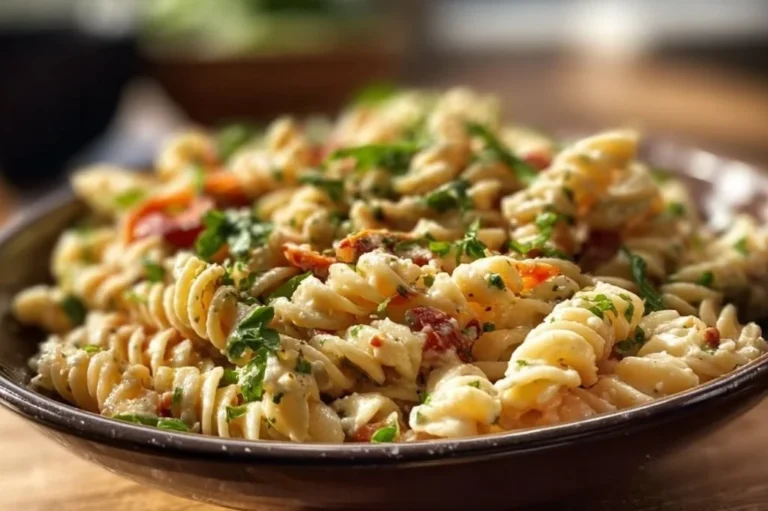 Delicious Vegan Crack Pasta Salad with colorful veggies and creamy dressing