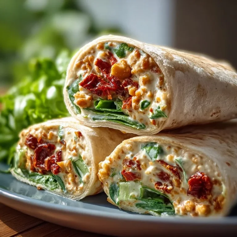 Vegan creamy sun-dried tomato wraps on a plate with fresh herbs