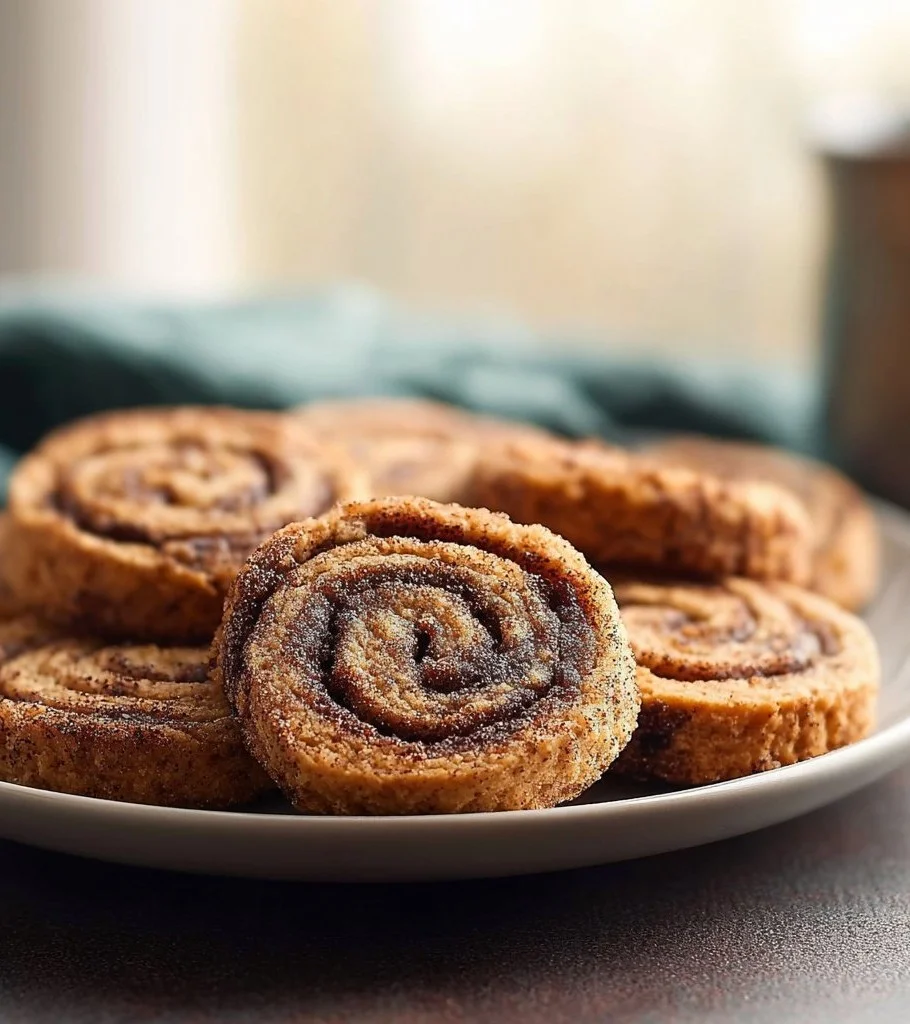 Vegan gluten-free cinnamon roll cookies drizzled with icing on a plate.