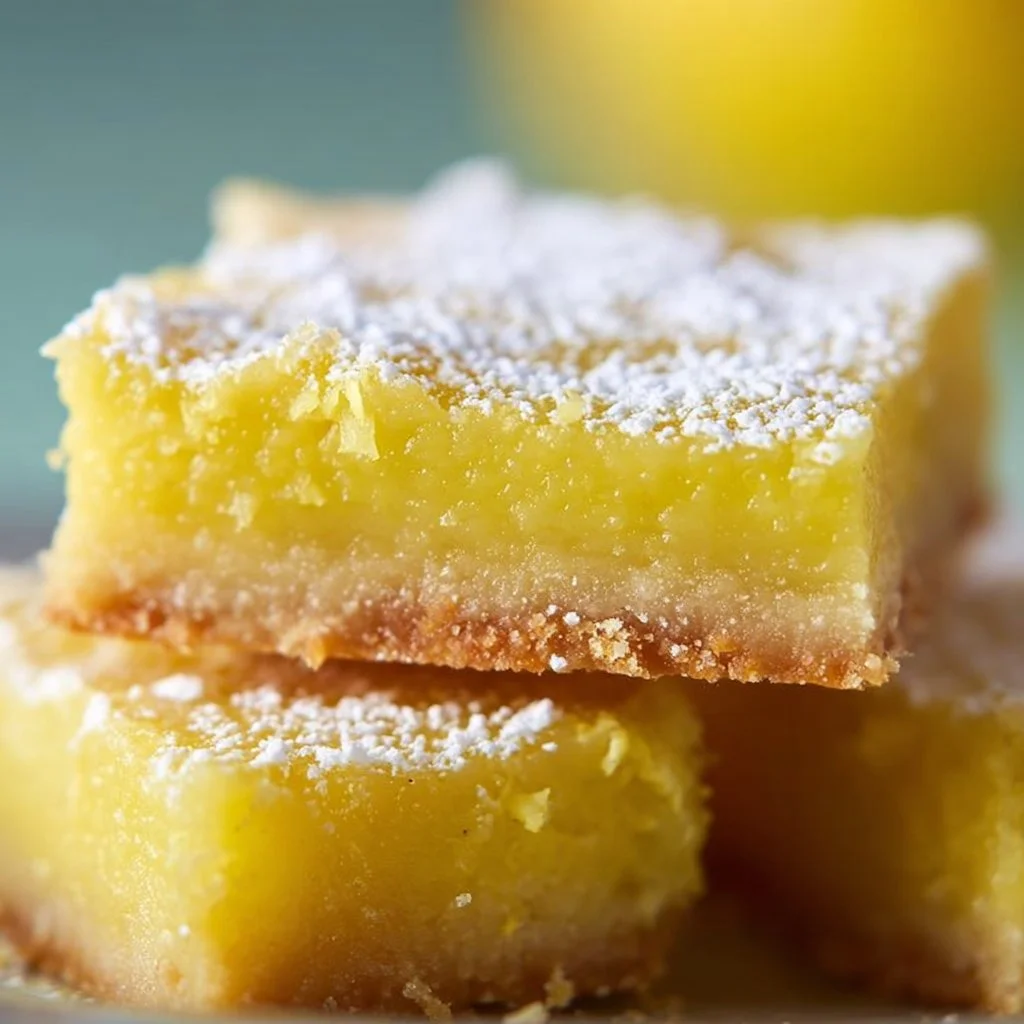 Delicious vegan lemon bars with a tangy lemon topping and a crumbly crust