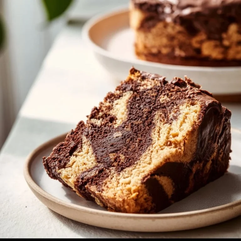 Delicious Vegan Marble Cake with chocolate and vanilla swirls