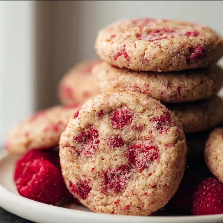 Delicious vegan raspberry cookies freshly baked and presented on a plate