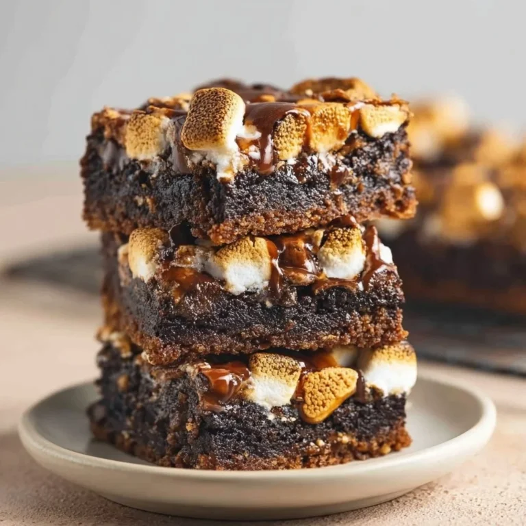 Delicious Vegan S'mores Brownies topped with chocolate and marshmallows