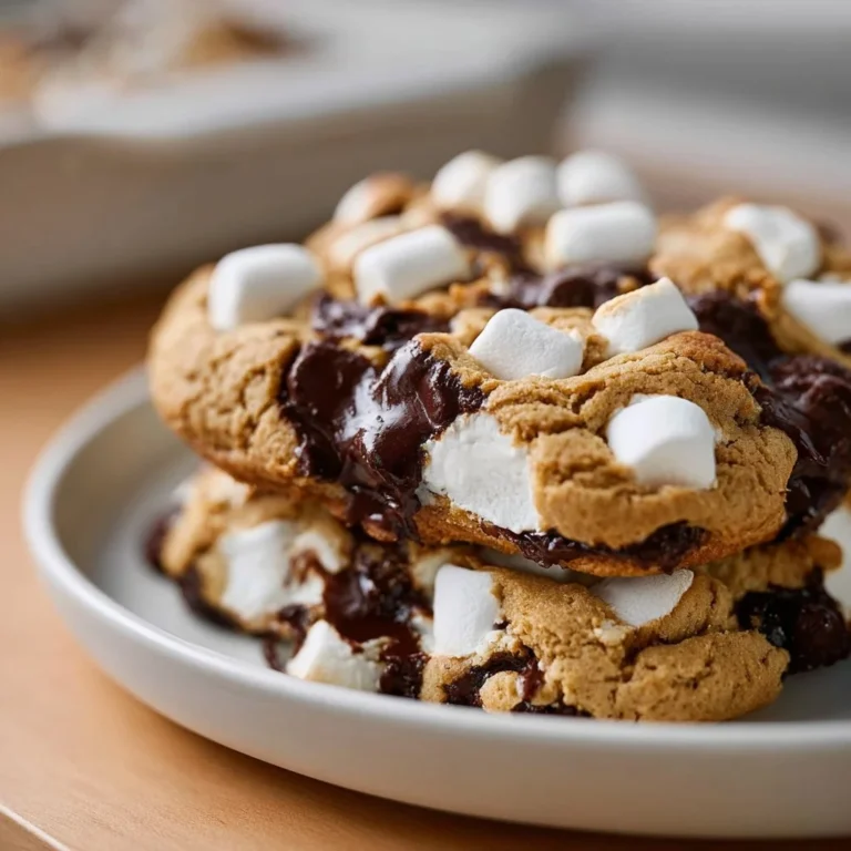 Delicious vegan smores cookie bake with chocolate and marshmallows
