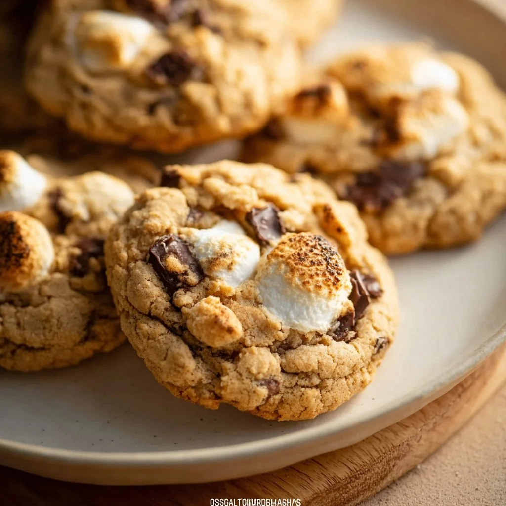 Delicious Vegan S'mores Cookies with chocolate and graham crackers