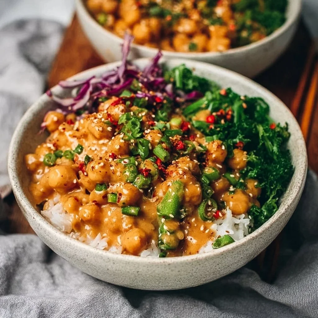 Vegan Thai Peanut Chickpea Bowls