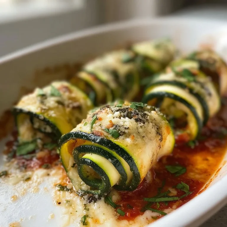 Delicious Zucchini Rollatini filled with cheese and herbs, served elegantly.