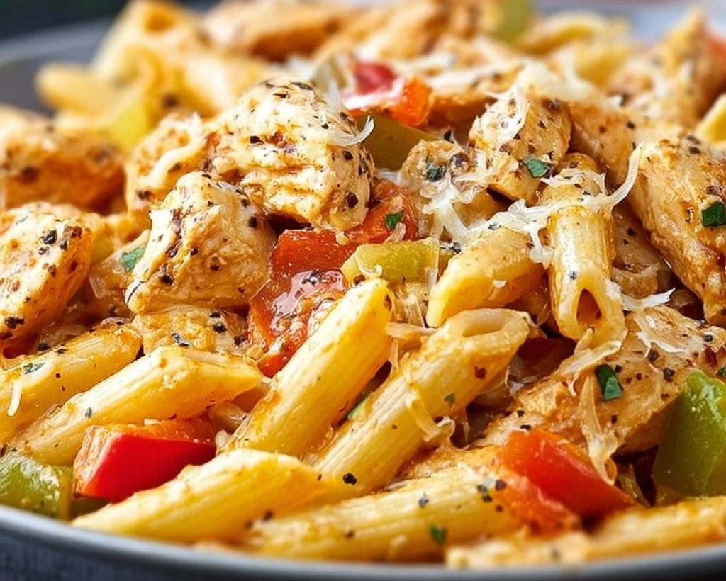 Delicious Cajun Chicken Pasta prepared in a slow cooker with vibrant flavors.
