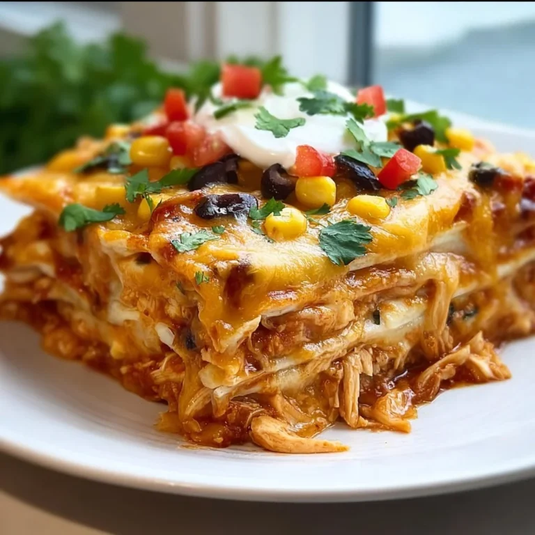 Easy chicken enchilada casserole baked with cheese and tortillas