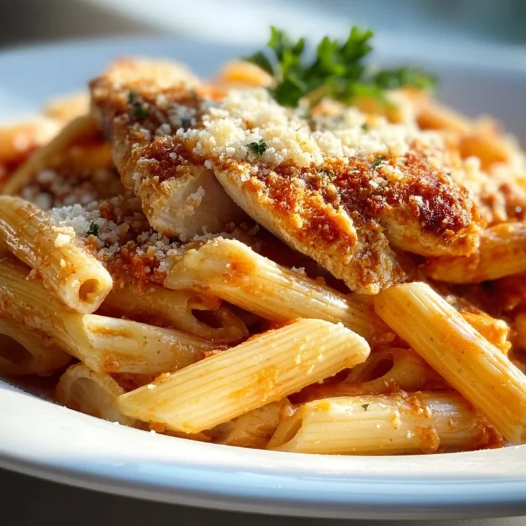 Delicious easy chicken parmesan pasta dish served in a bowl