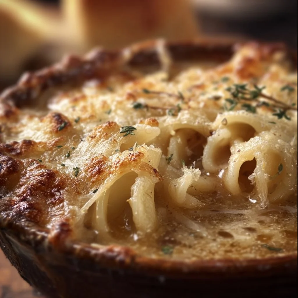 French Onion Pasta Soup