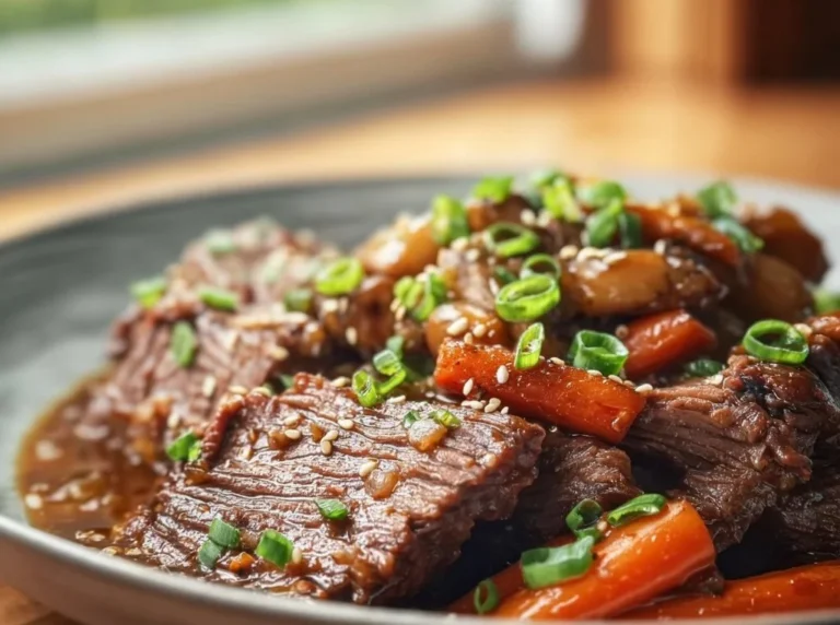 Delicious Korean Pot Roast served with sides, showcasing tender beef and flavorful sauce.