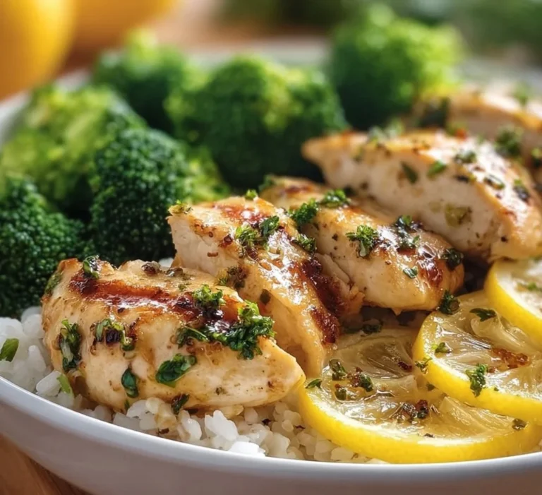 Delicious Lemon Garlic Chicken Bowls served with fresh vegetables