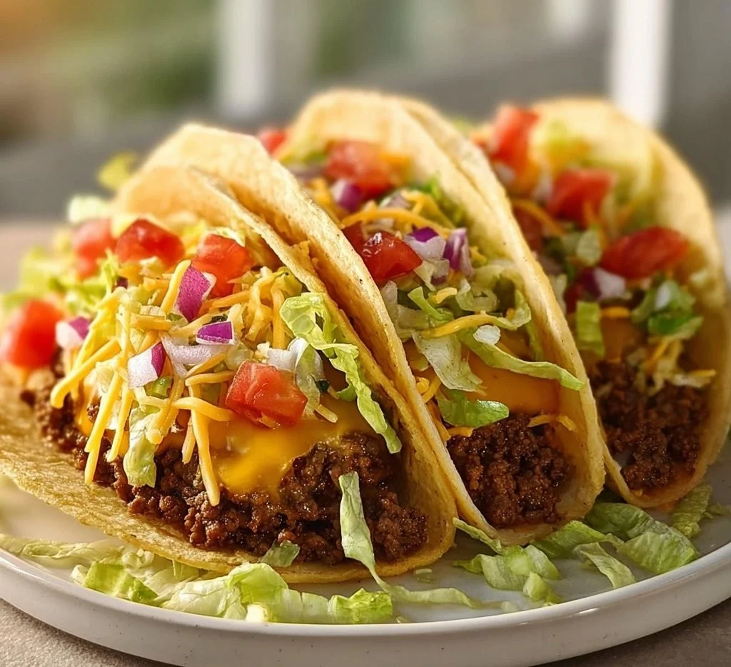 Delicious smash burger tacos topped with fresh ingredients