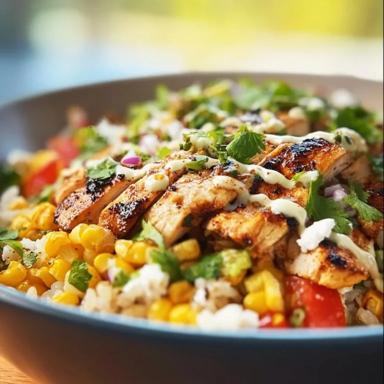 Delicious Street Corn Chicken Bowl with grilled chicken and vibrant toppings