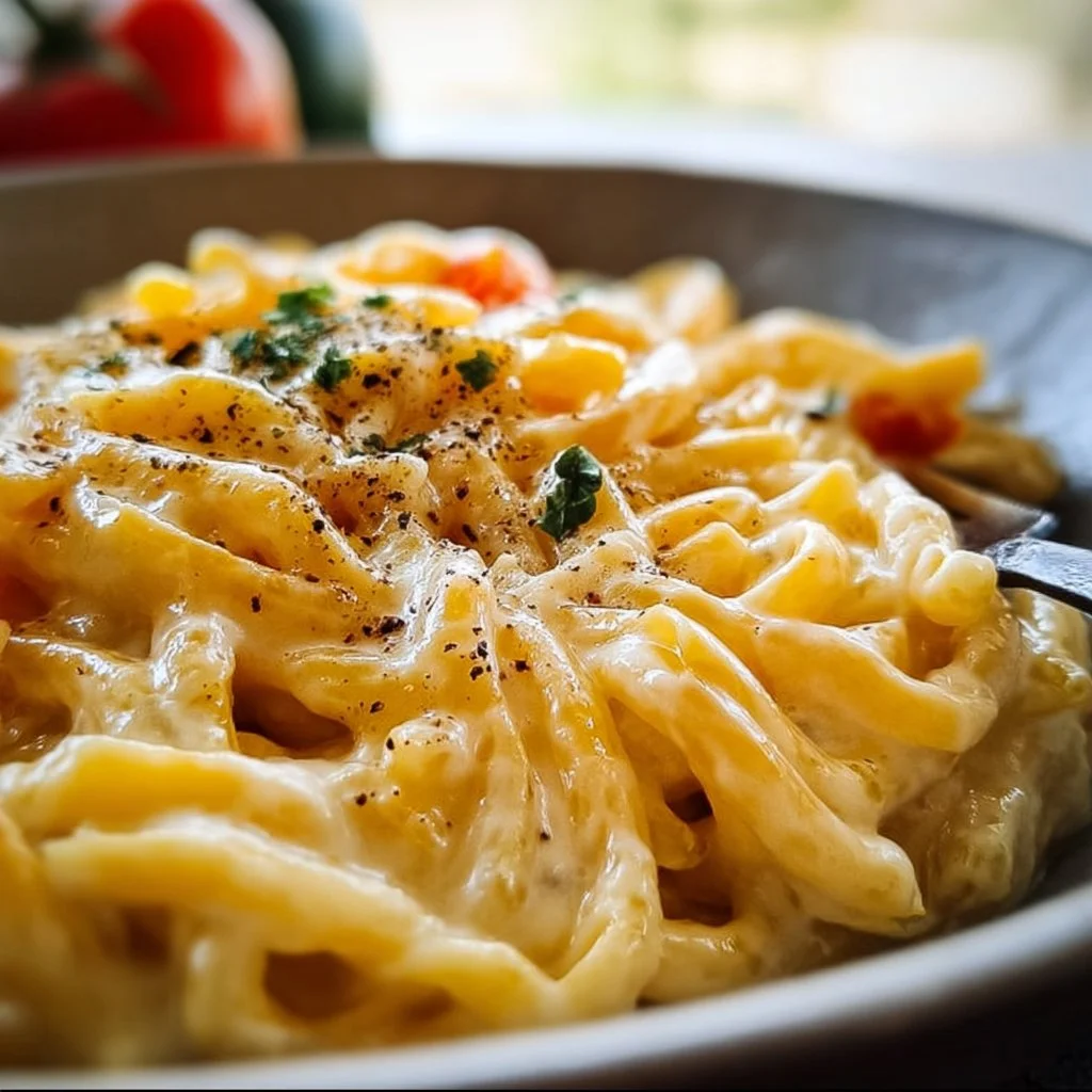 Cheddar Pasta Skillet with creamy sauce and delicious ingredients