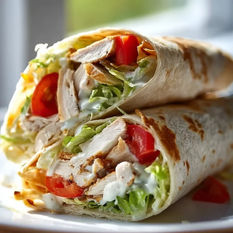 Delicious Chicken Ranch Wrap filled with chicken, veggies, and ranch dressing