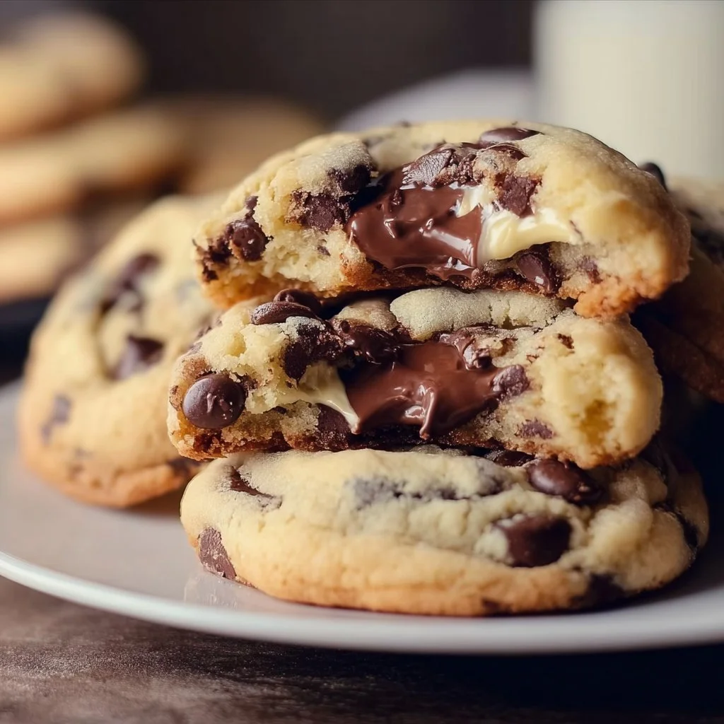 Delicious chocolate chip cheesecake cookies fresh from the oven