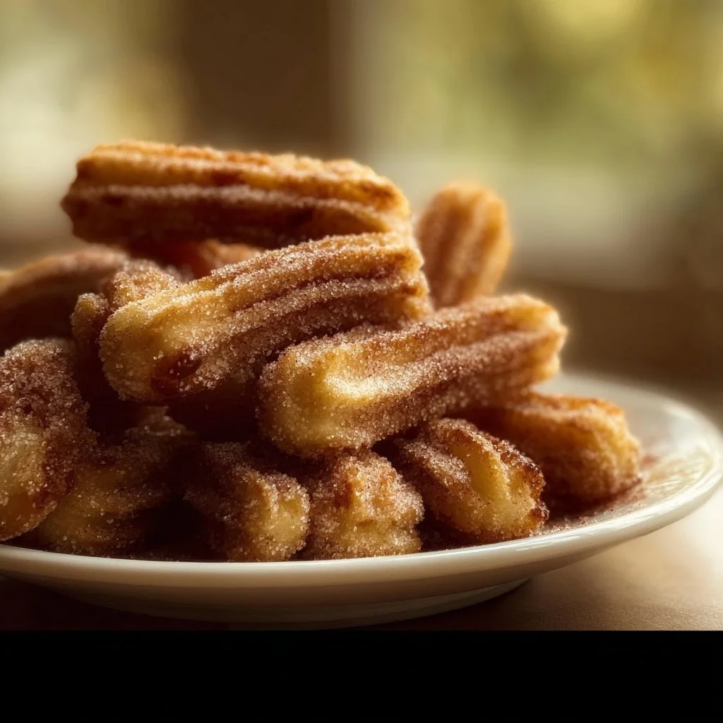 Delicious churro bites covered in cinnamon sugar on a plate