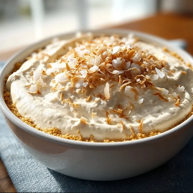 Delicious Coconut Cream Pie Dip served in a bowl with graham cracker crumbs