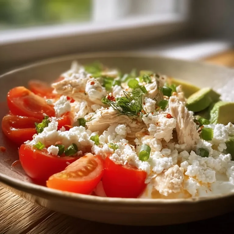 Cottage Cheese Chicken Bowl with fresh ingredients and colorful toppings