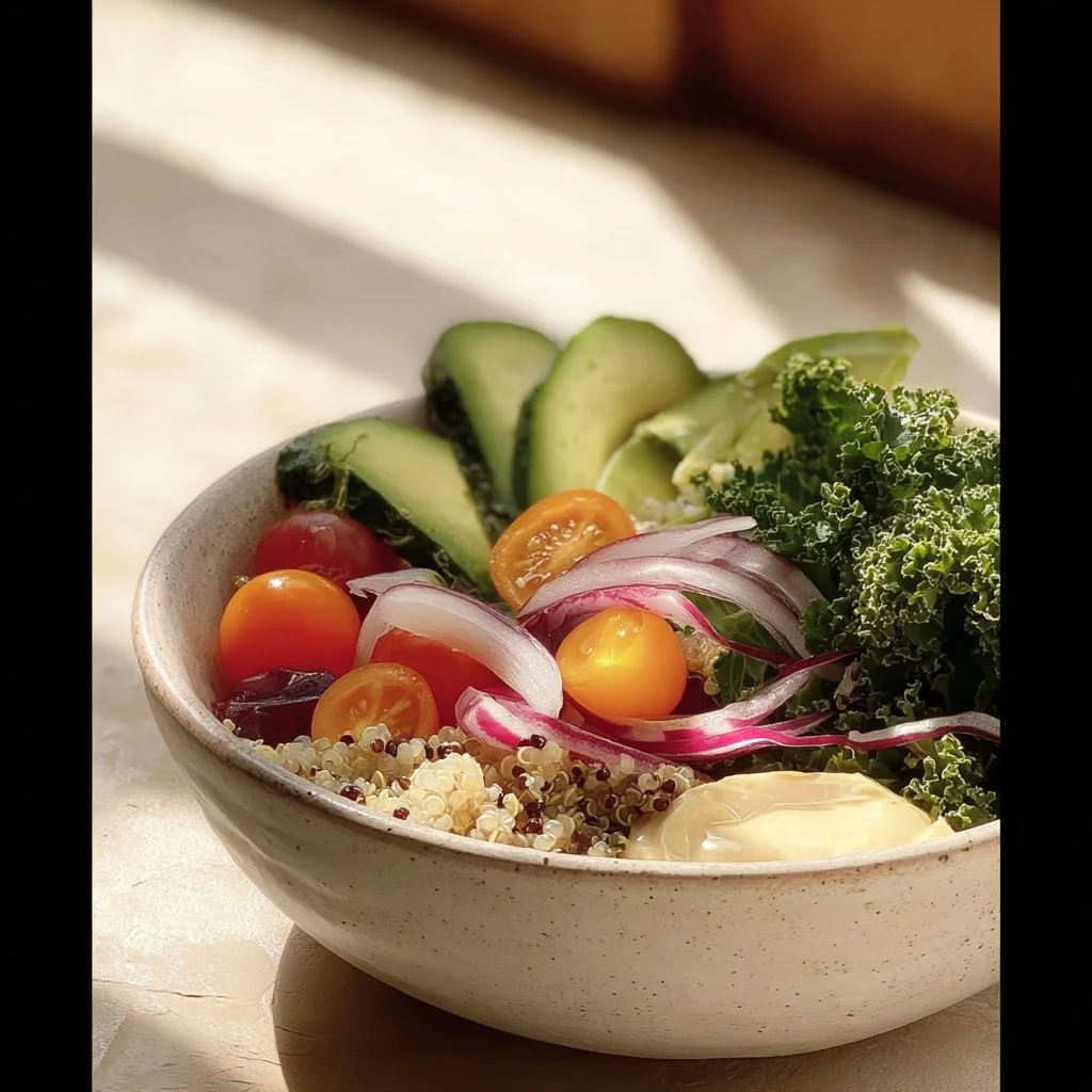 Colorful and nutritious Detox Bowl filled with fresh vegetables and grains