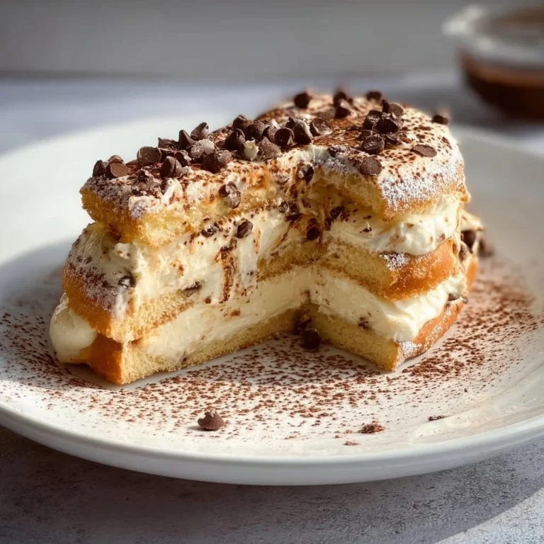 Delicious easy cannoli cake with creamy filling and chocolate chips