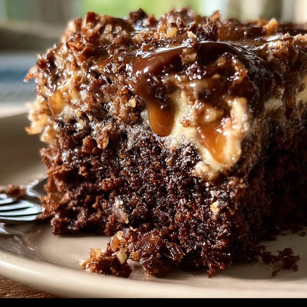 German Chocolate Poke Cake