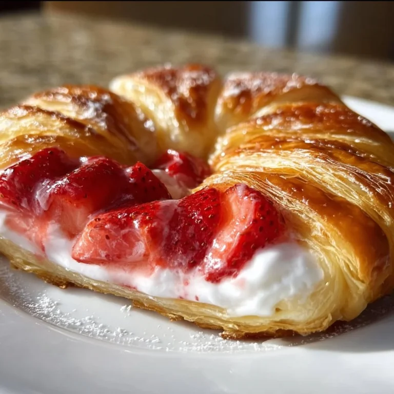 Delicious homemade strawberry danish with fresh strawberries and flaky pastry