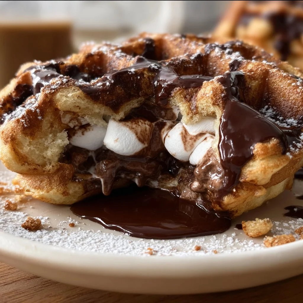 Marshmallow Chocolate Lava Waffle Bomb