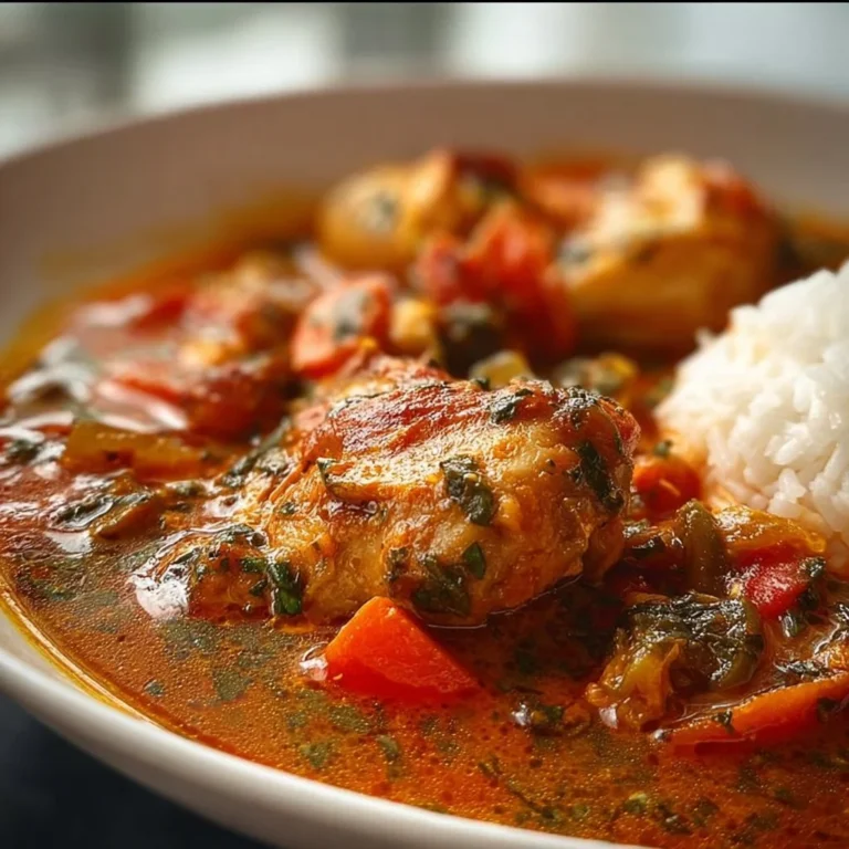 A colorful bowl of Nigerian Chicken Stew with spices and vegetables