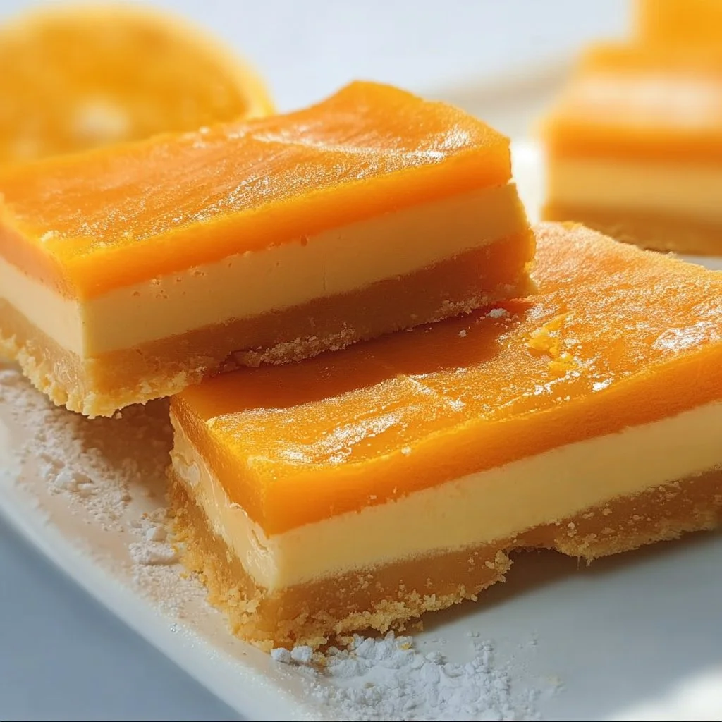 Homemade orange creamsicle bars ready to enjoy on a summer day.