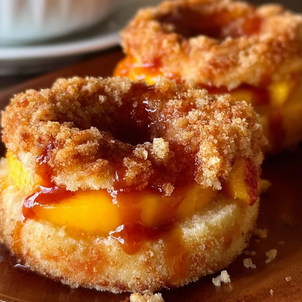 Peach Cobbler Cheesecake Donuts