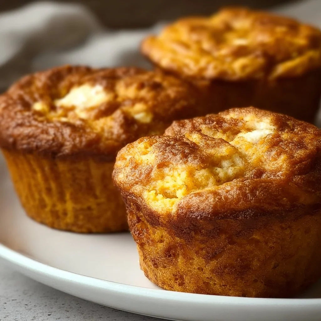 Delicious pumpkin cottage cheese muffins fresh out of the oven
