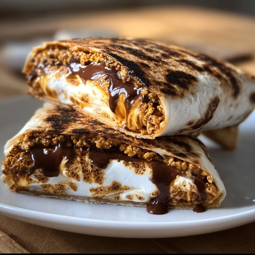 Delicious S'mores Crunchwrap filled with chocolate, marshmallows, and graham crackers