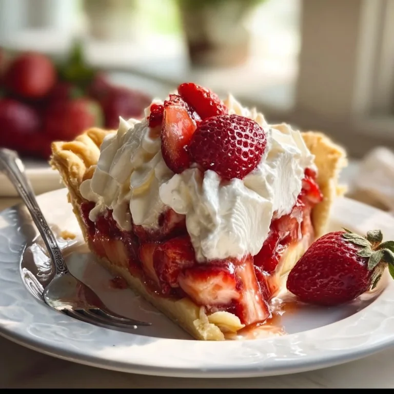 Delicious Strawberry Shortcake Pie made with fresh strawberries and flaky crust.