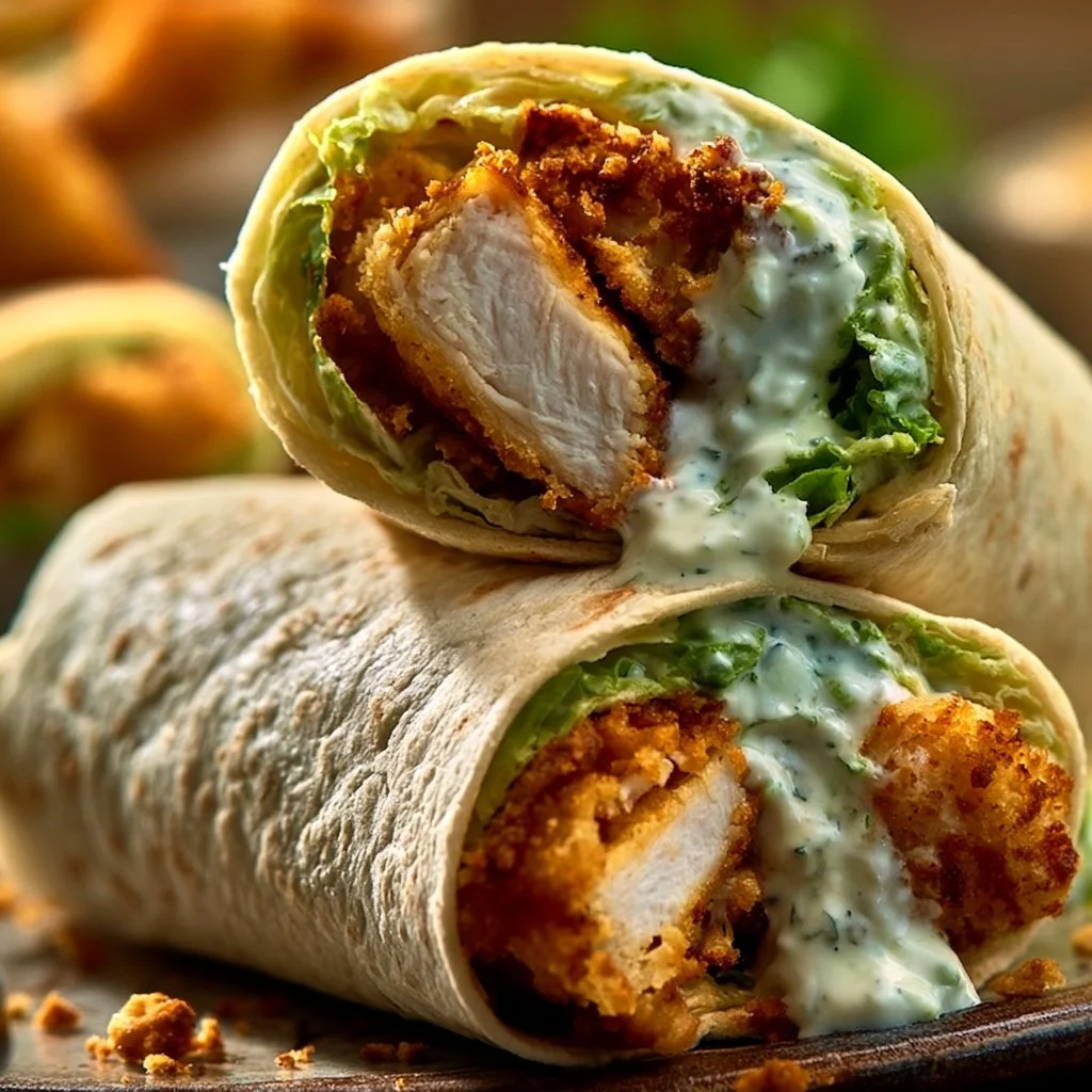 15-Minute Crispy Chicken Caesar Wraps