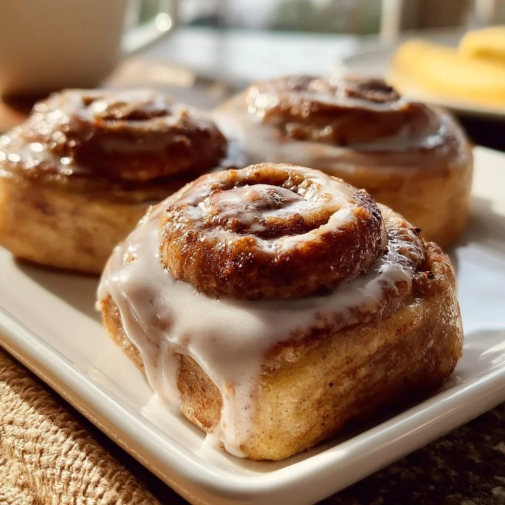 Delicious banana bread cinnamon rolls fresh from the oven