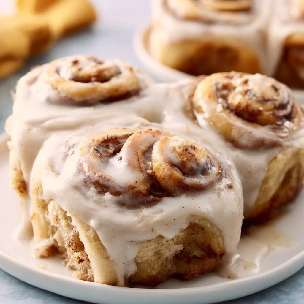 Delicious banana bread cinnamon rolls drizzled with icing