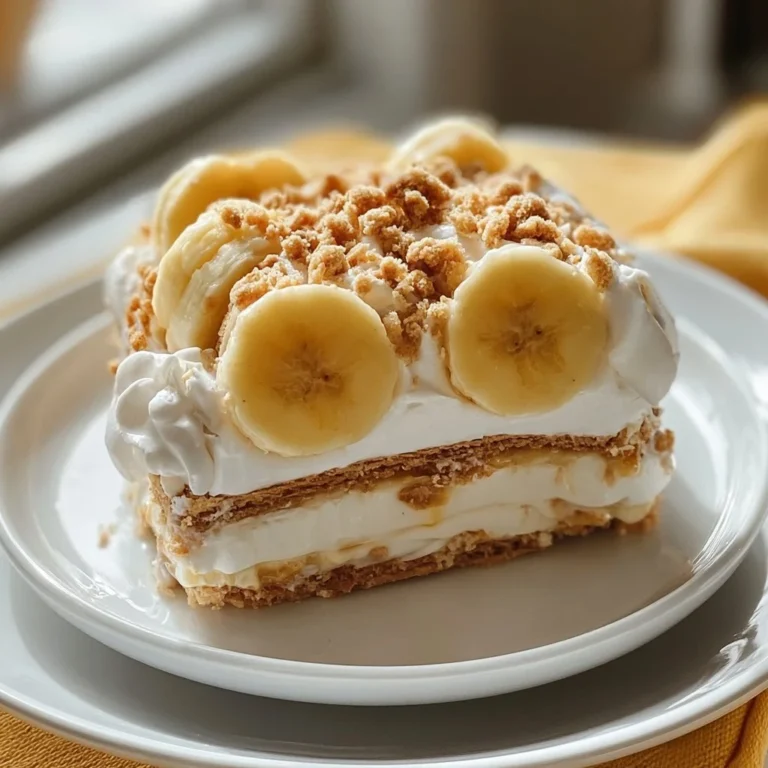 Delicious Banana Cream Dessert topped with whipped cream and fresh banana slices.