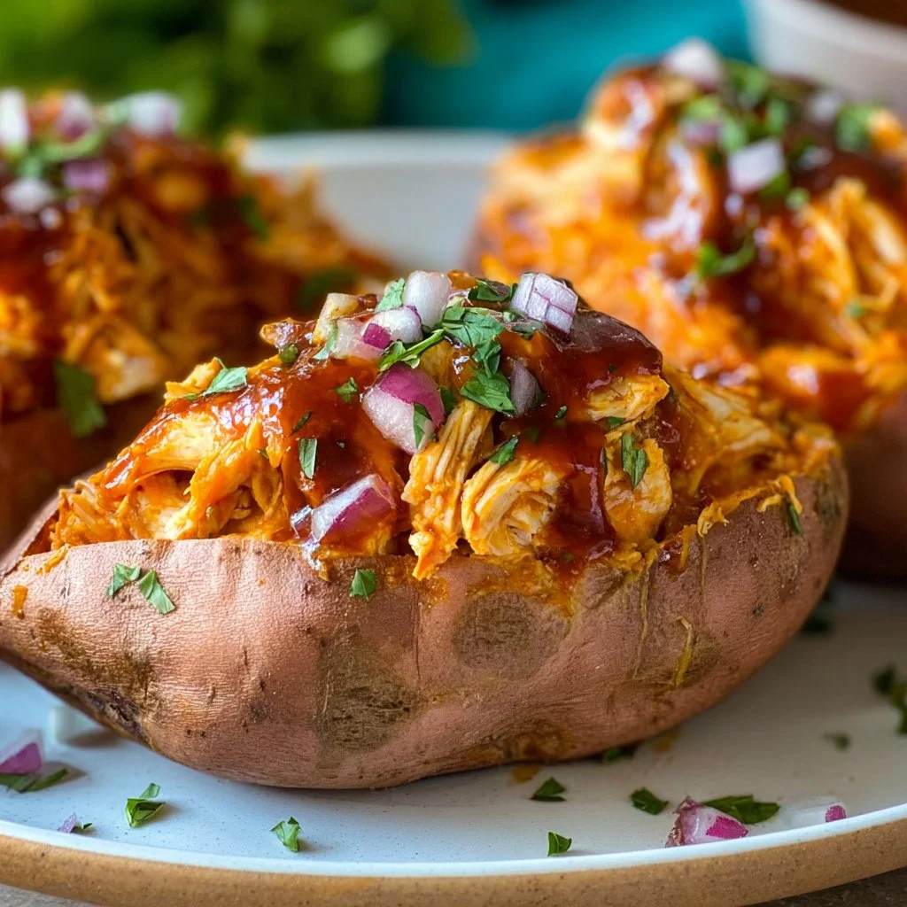 BBQ Chicken Stuffed Sweet Potatoes