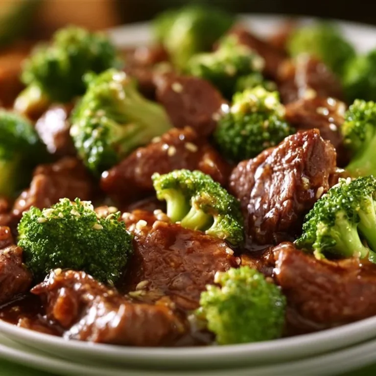 Bowl of broccoli beef made in a crockpot with fresh ingredients