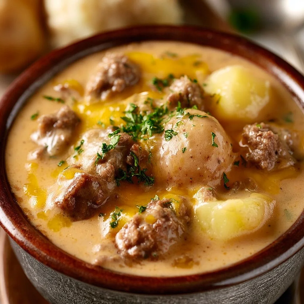Cheesy Beef and Potato Soup