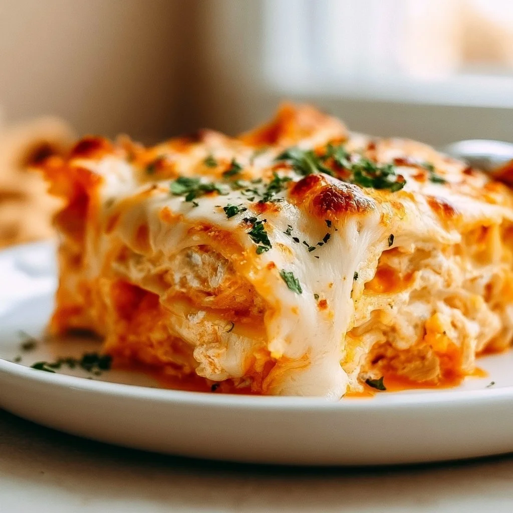 Cheesy Buffalo Ranch Chicken Lasagna