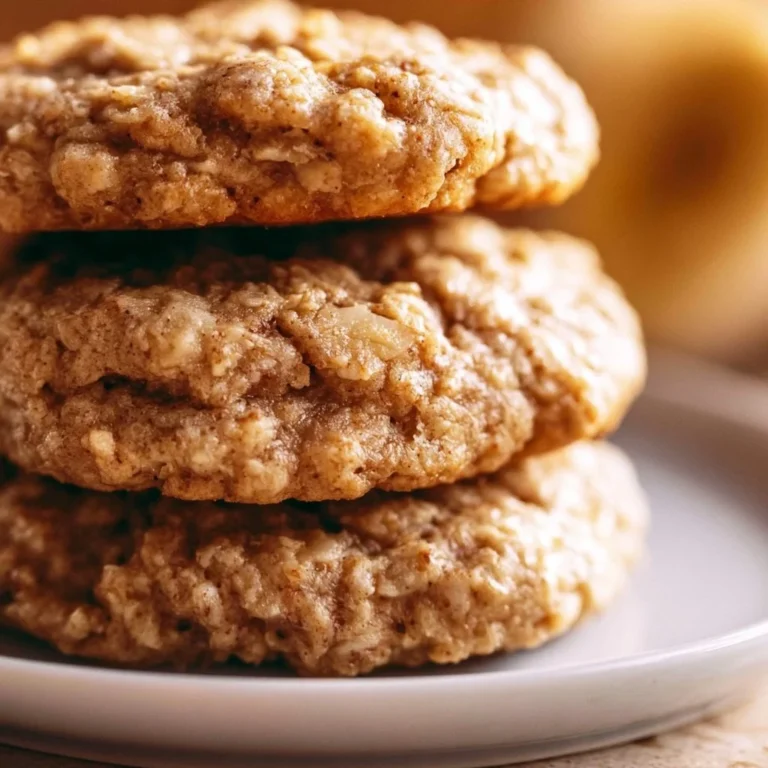 Freshly baked chewy banana oatmeal cookies on a cooling rack