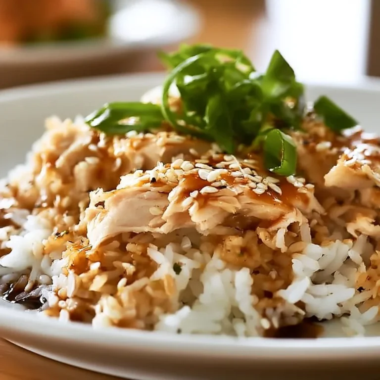 A delicious plate of chicken and rice garnished with herbs.