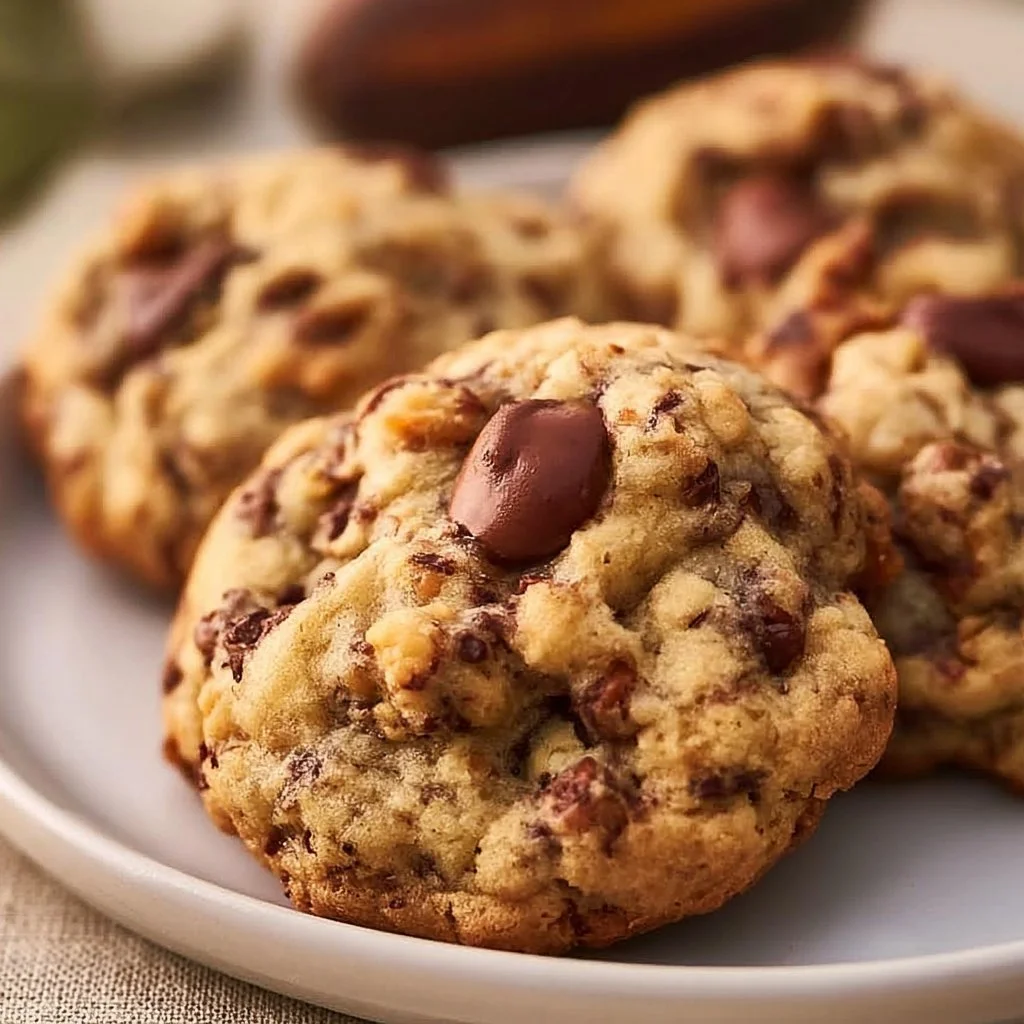 Batch of delicious Chunky Monkey Cookies on a cooling rack.