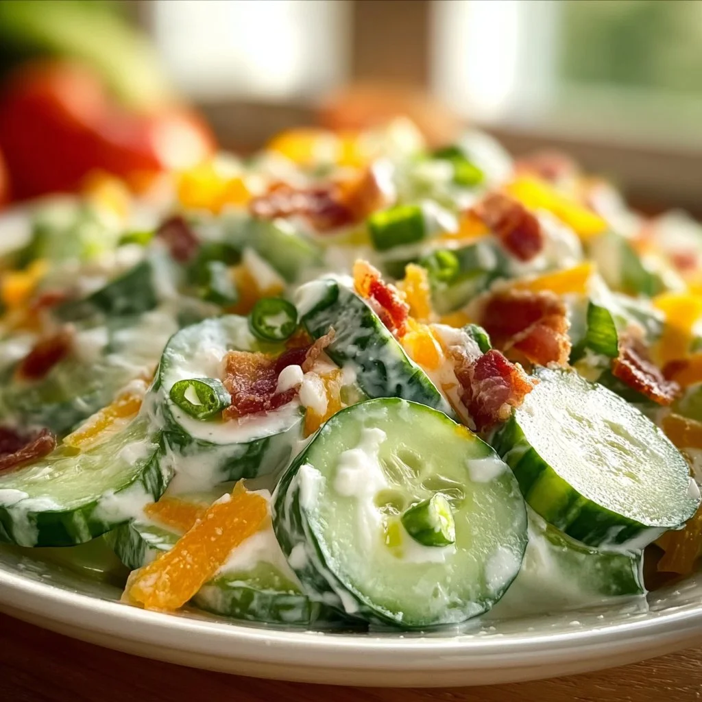 Colorful Cucumber Ranch Salad served in a bowl with fresh ingredients