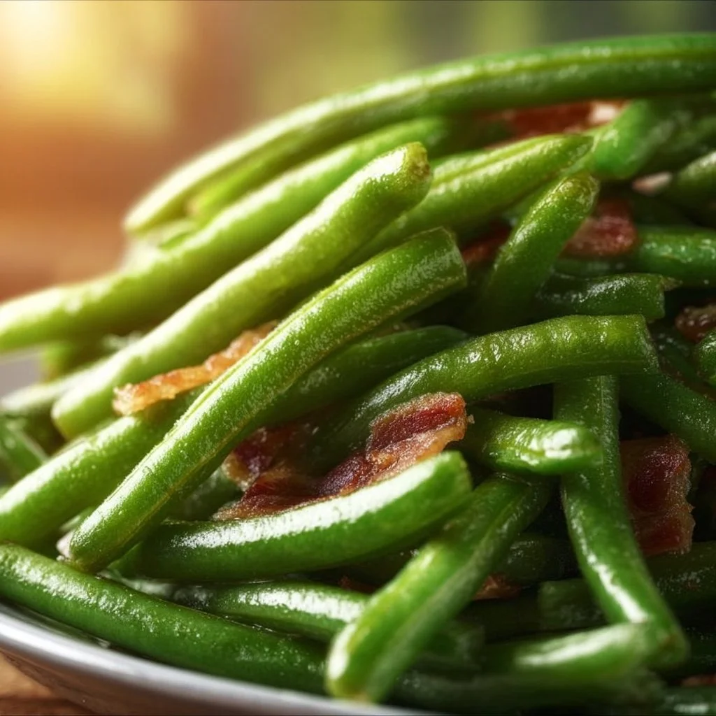 Freshly cracked green beans ready for cooking or serving