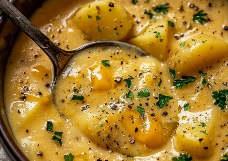 Creamy Cheddar Garlic Herb Potato Soup